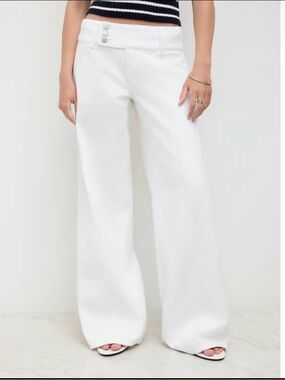 White Wide Leg Jeans 100% Cotton Denim NWT Size S